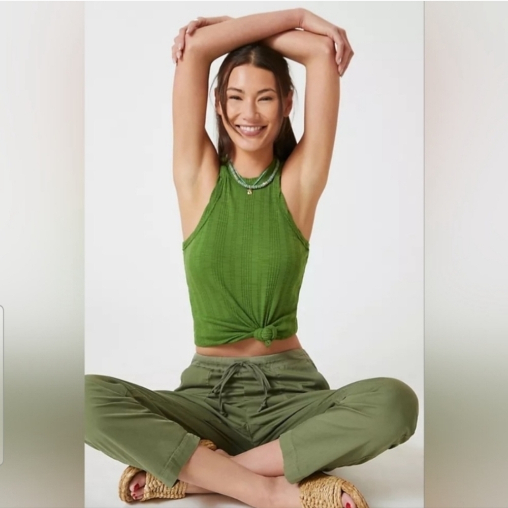 EUC PILCRO SUSTAINABLE RIBBED TANK KELLY GREEN SZ XS